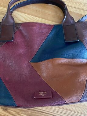 Fossil Emerson large patchwork Leather satchel crossbody